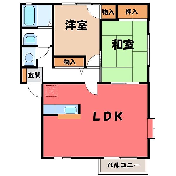 フローレンス A ｜栃木県宇都宮市下川俣町(賃貸アパート2LDK・1階・57.81㎡)の写真 その2