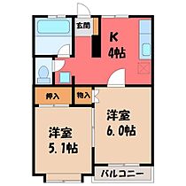 ベルマーレ  ｜ 栃木県下都賀郡壬生町幸町1丁目（賃貸アパート2K・1階・35.20㎡） その2