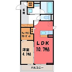 D-NORTH 2階1LDKの間取り