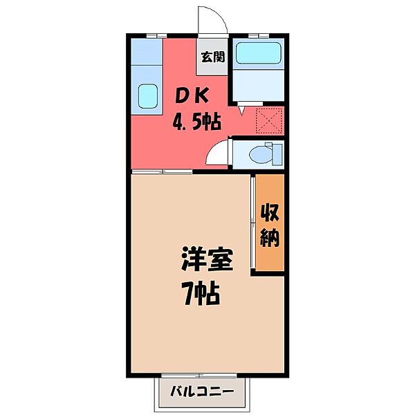 松岡ハイツC ｜栃木県宇都宮市天神2丁目(賃貸アパート1DK・2階・27.08㎡)の写真 その2