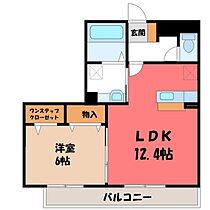 クレストコート B  ｜ 栃木県宇都宮市簗瀬町（賃貸アパート1LDK・2階・46.94㎡） その2