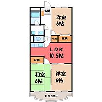 サンライズ田宗  ｜ 栃木県宇都宮市簗瀬3丁目（賃貸マンション3LDK・2階・66.08㎡） その2