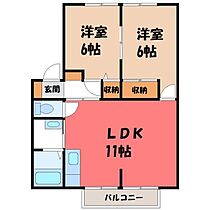 サンビレッジ宝石台 弐番館  ｜ 栃木県塩谷郡高根沢町宝石台4丁目（賃貸アパート2LDK・1階・52.84㎡） その2