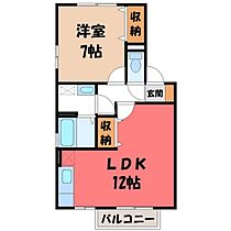 ルミエール B  ｜ 栃木県宇都宮市白沢町（賃貸アパート1LDK・2階・45.42㎡） その2