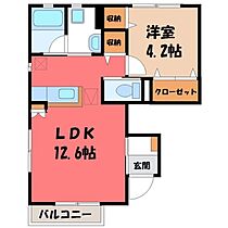 フィカーサヤナゼ A棟  ｜ 栃木県宇都宮市簗瀬町（賃貸アパート1LDK・1階・40.57㎡） その2