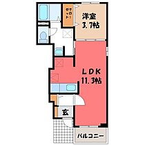 ラフレシール A  ｜ 栃木県宇都宮市西川田町（賃貸アパート1LDK・1階・37.13㎡） その2