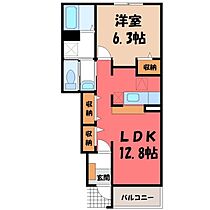 カーサ・セレッソ A  ｜ 栃木県宇都宮市御幸町（賃貸アパート1LDK・1階・46.49㎡） その2