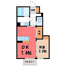 クレストコートＴ II 1階1DKの間取り