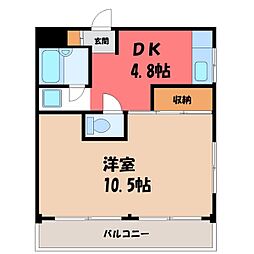 アルバスクエア 5階1DKの間取り