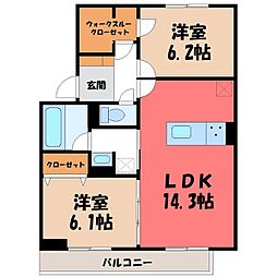 TORISIAS城東 2階2LDKの間取り