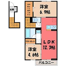 JR東北本線 宇都宮駅 バス17分 平松神社前下車 徒歩7分 2階/-