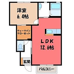 シーズンコート A 1階1LDKの間取り