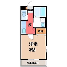 リバティ C棟 1階1Kの間取り