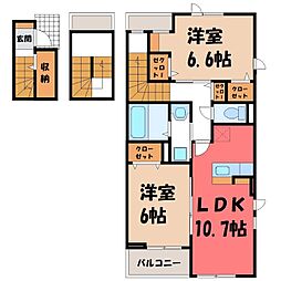 ハイライフ II 3階2LDKの間取り