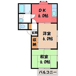 エフハウス1 2DKの間取図画像