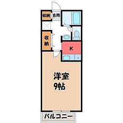 陽だまりハイツ2000C 1Kの間取図画像