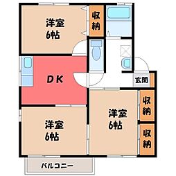 セジュール上戸祭 3DKの間取図画像