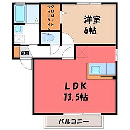アンバサダーヒルズC 1LDKの間取図画像