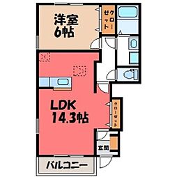 メゾンオーブB 1LDKの間取図画像
