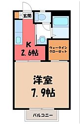 ワセイコーポ3 1Kの間取図画像