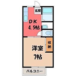 サンライズハウスA 1DKの間取図画像