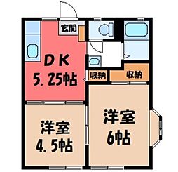 ボヌール2 2DKの間取図画像