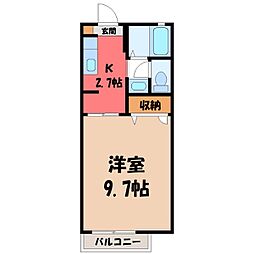 プレミールジュネス 1Kの間取図画像