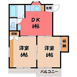 メゾンファミール 2DKの間取図画像