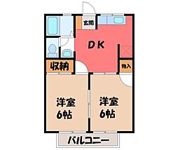 コーポ平野A 2DKの間取図画像