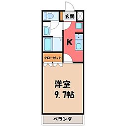 グランドゥール 1Kの間取図画像