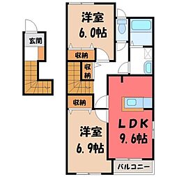 エクセラン・シャトー 2DKの間取図画像