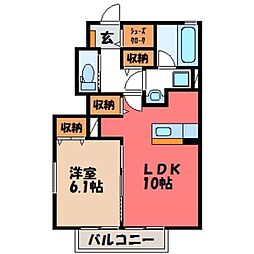 Y3ツルタパナハイツC 1LDKの間取図画像