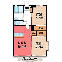 ミリオンフィールド 2LDKの間取図画像