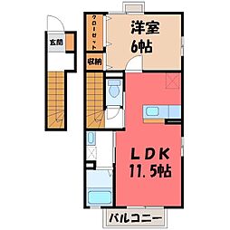 グレイスコート清原台A 1LDKの間取図画像