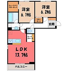 エルタウンF 2LDKの間取図画像
