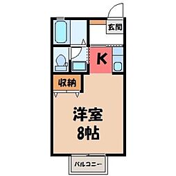 パークサイド厚木H 1Kの間取図画像