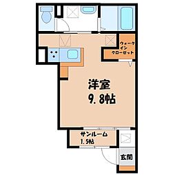 グレースメロウD ワンルームの間取図画像