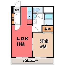 シャングリラ今泉 1LDKの間取図画像