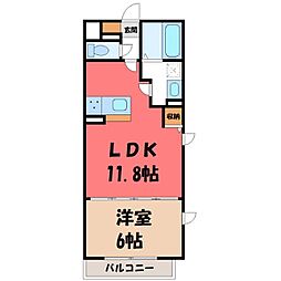 ラミューズ宮みらい 1LDKの間取図画像