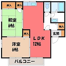 エクセラン佐藤E 2LDKの間取図画像