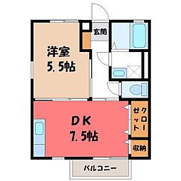 CASA・DE・HOSOKAWA・TSURUTA 1DKの間取図画像
