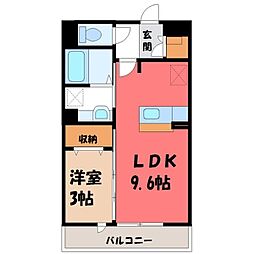 クレストコートA 1LDKの間取図画像