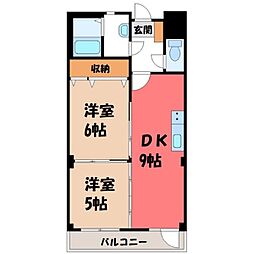 あさひレジデンス 2DKの間取図画像