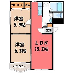 ピュアライフ佐藤 2LDKの間取図画像