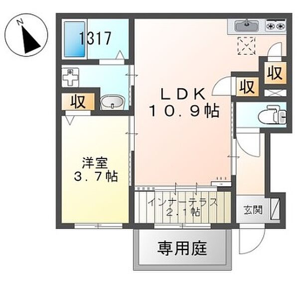 コントレイル糸引 103｜兵庫県姫路市継(賃貸アパート1LDK・1階・40.83㎡)の写真 その2