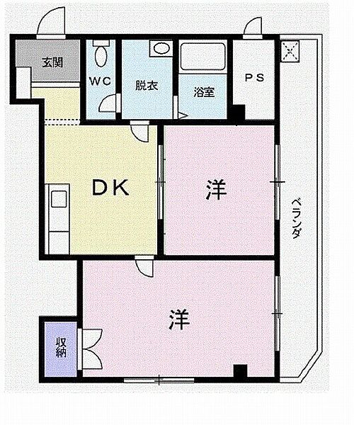 シマヤハイツ 201｜兵庫県高砂市荒井町蓮池2丁目(賃貸アパート2DK・2階・41.21㎡)の写真 その2