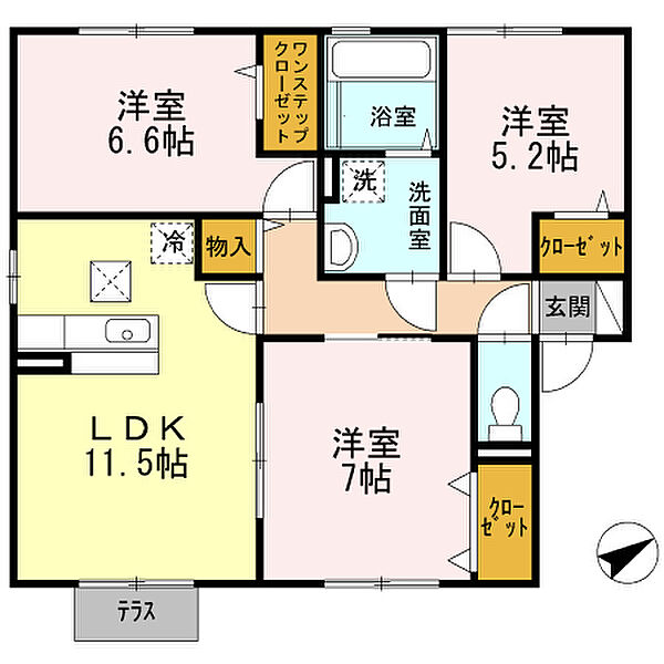 オーハマヴィラ 101｜兵庫県姫路市飾磨区阿成中垣内(賃貸アパート3LDK・1階・70.46㎡)の写真 その2