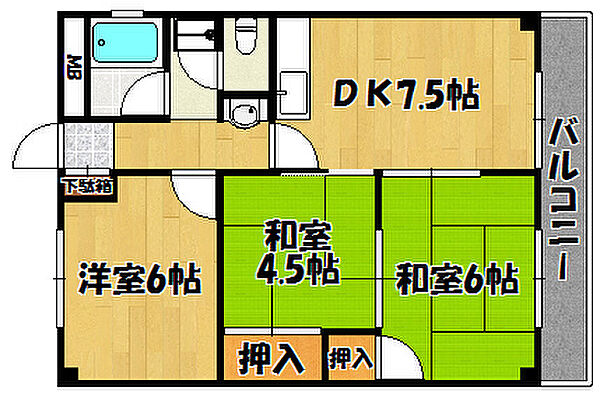 西明石商会ビル 305｜兵庫県明石市西明石南町1丁目(賃貸マンション3DK・3階・53.00㎡)の写真 その2