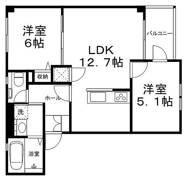 ＯＡ　ＦＬＡＴ車崎 208｜兵庫県姫路市車崎2丁目(賃貸マンション2LDK・2階・52.77㎡)の写真 その2