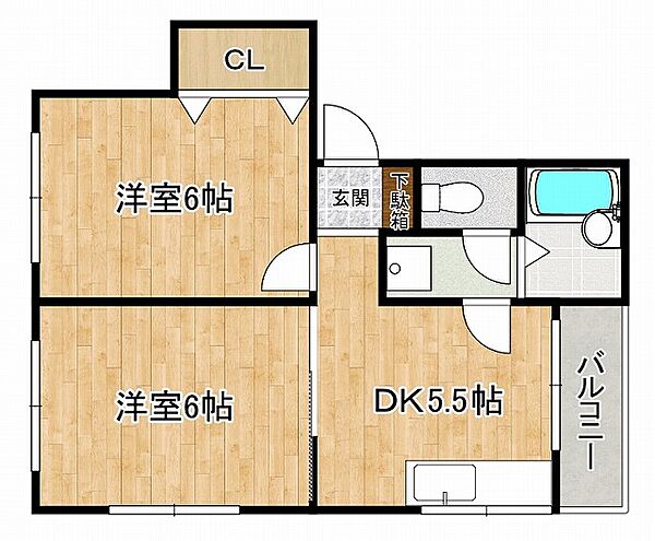 フルール住吉川 401｜兵庫県神戸市東灘区住吉東町1丁目(賃貸マンション2DK・4階・37.00㎡)の写真 その2